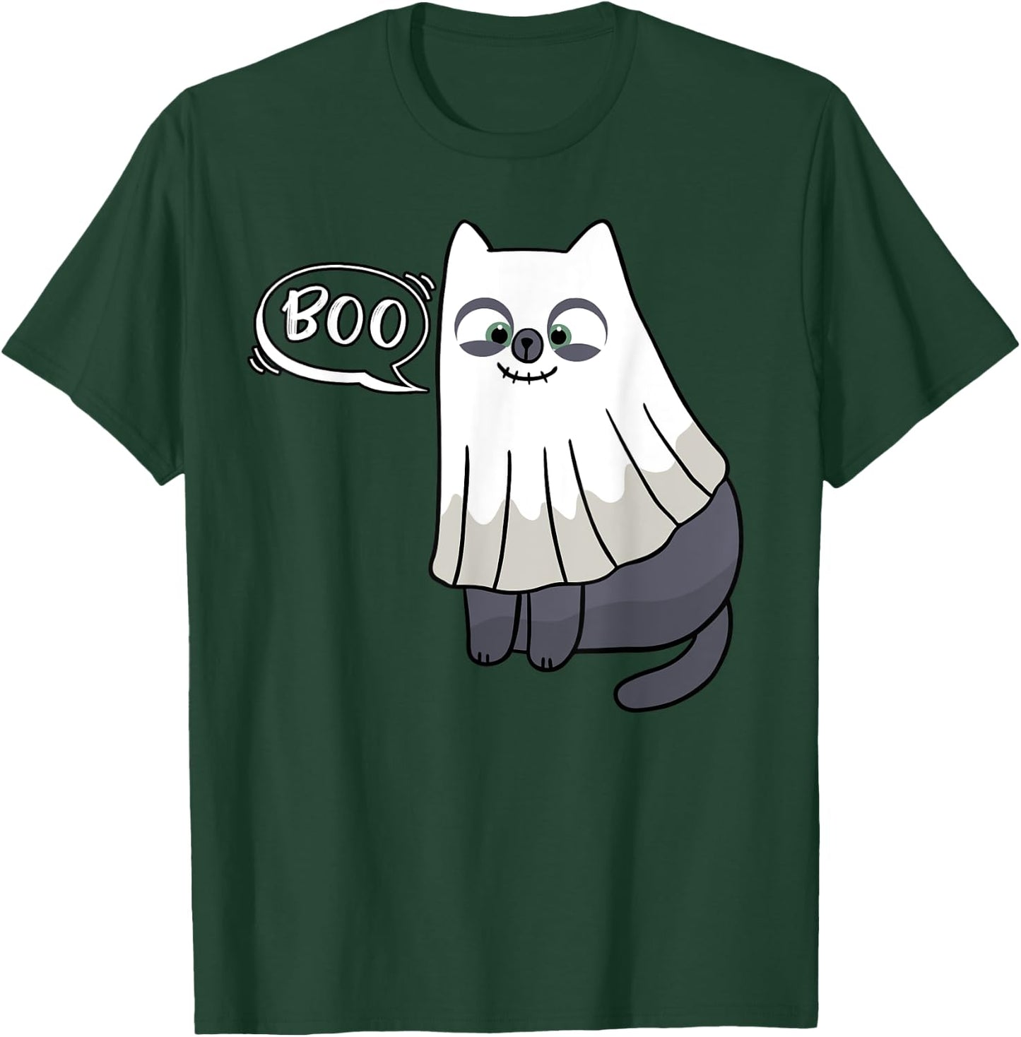 Cute Boo Halloween Kitten Cat Ghost Costume Kids Adult T-Shirt - T-Shirt | Forest