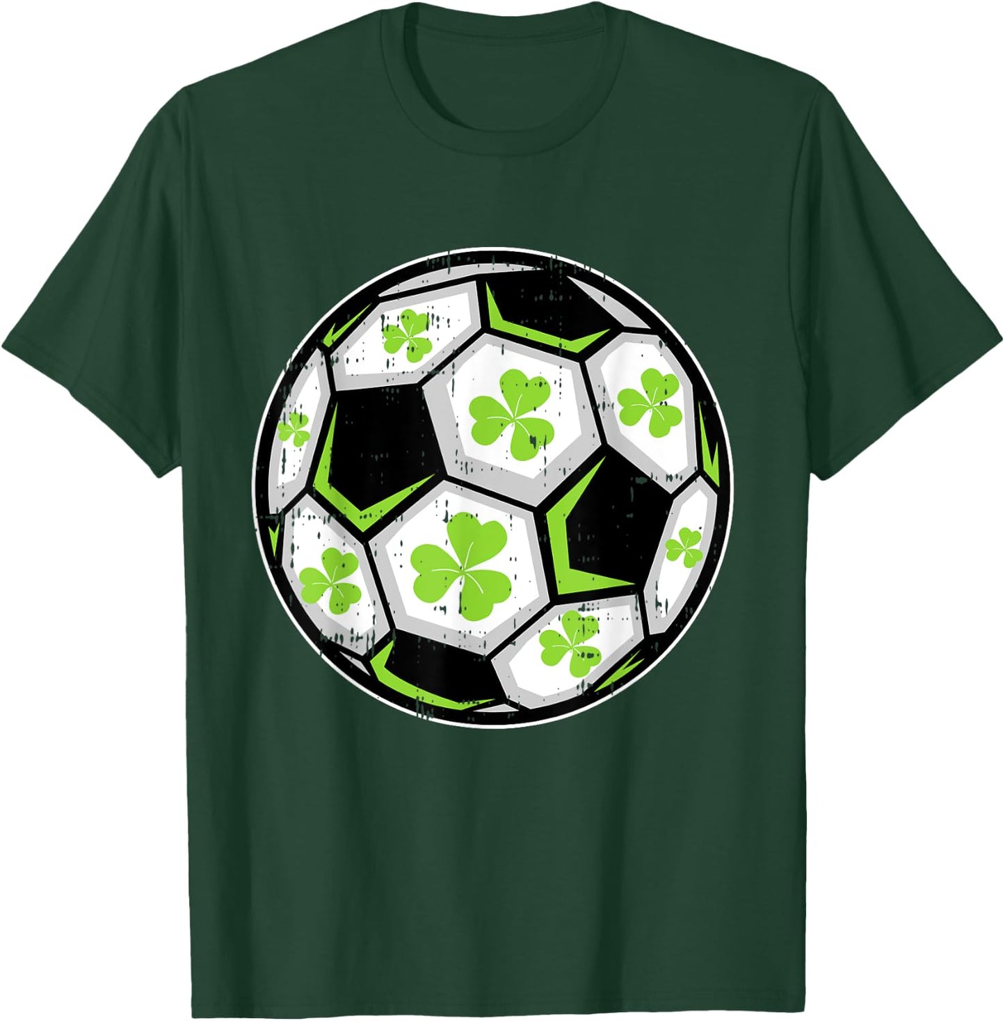 Soccer Ball Shamrock St Patricks Day Clover Sport Boys Girls T-Shirt - T-Shirt | Forest