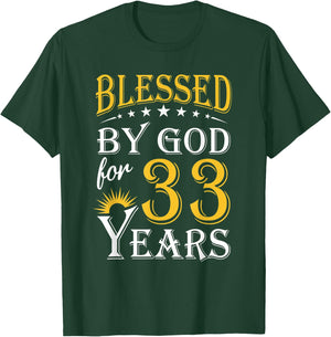 Vintage Blessed by God for 33 years Happy 33rd Birthday T-Shirt - T-Shirt | Forest