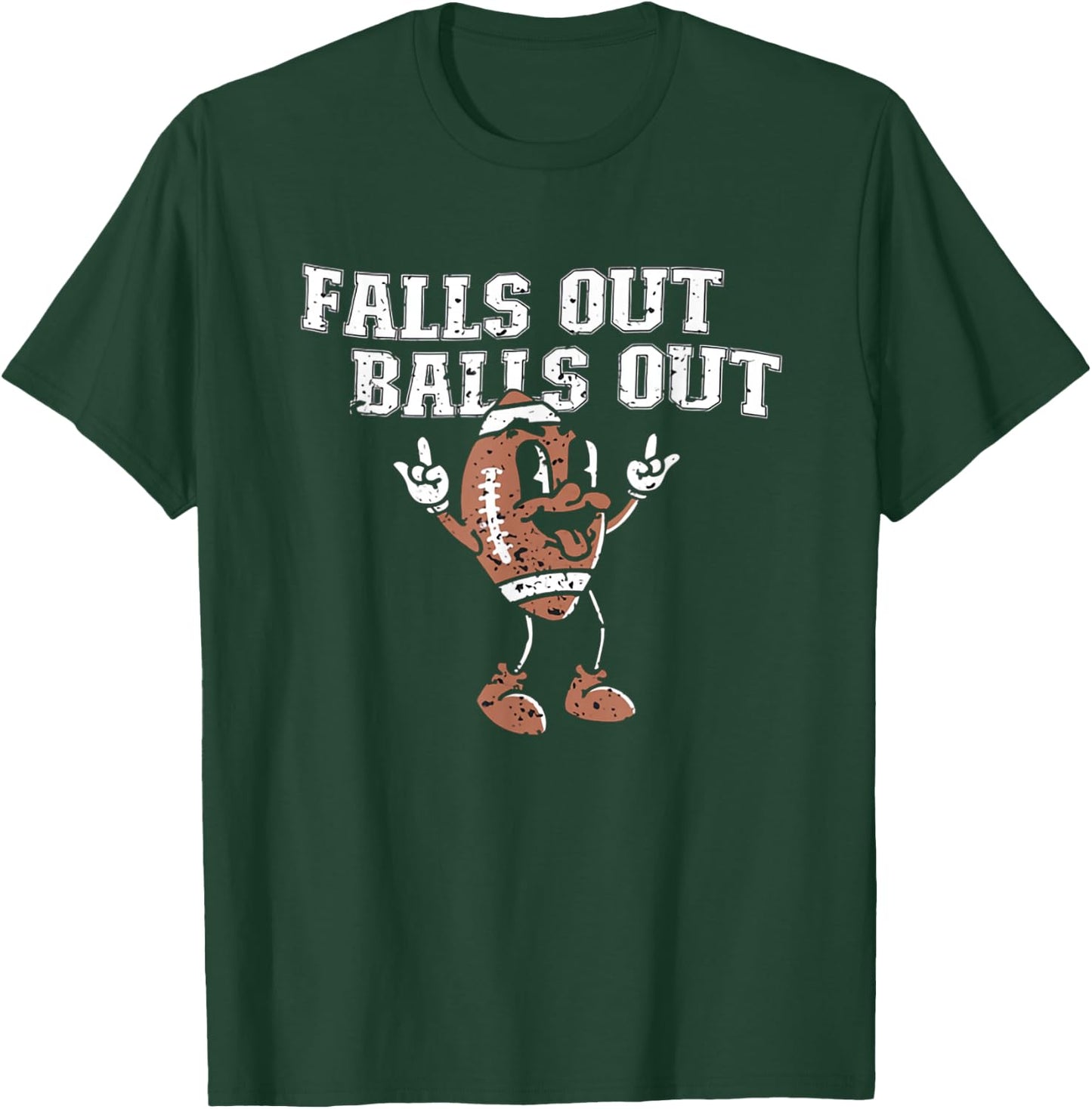 Retro Falls Out Balls Out Football Vintage Thanksgiving T-Shirt - T-Shirt | Forest