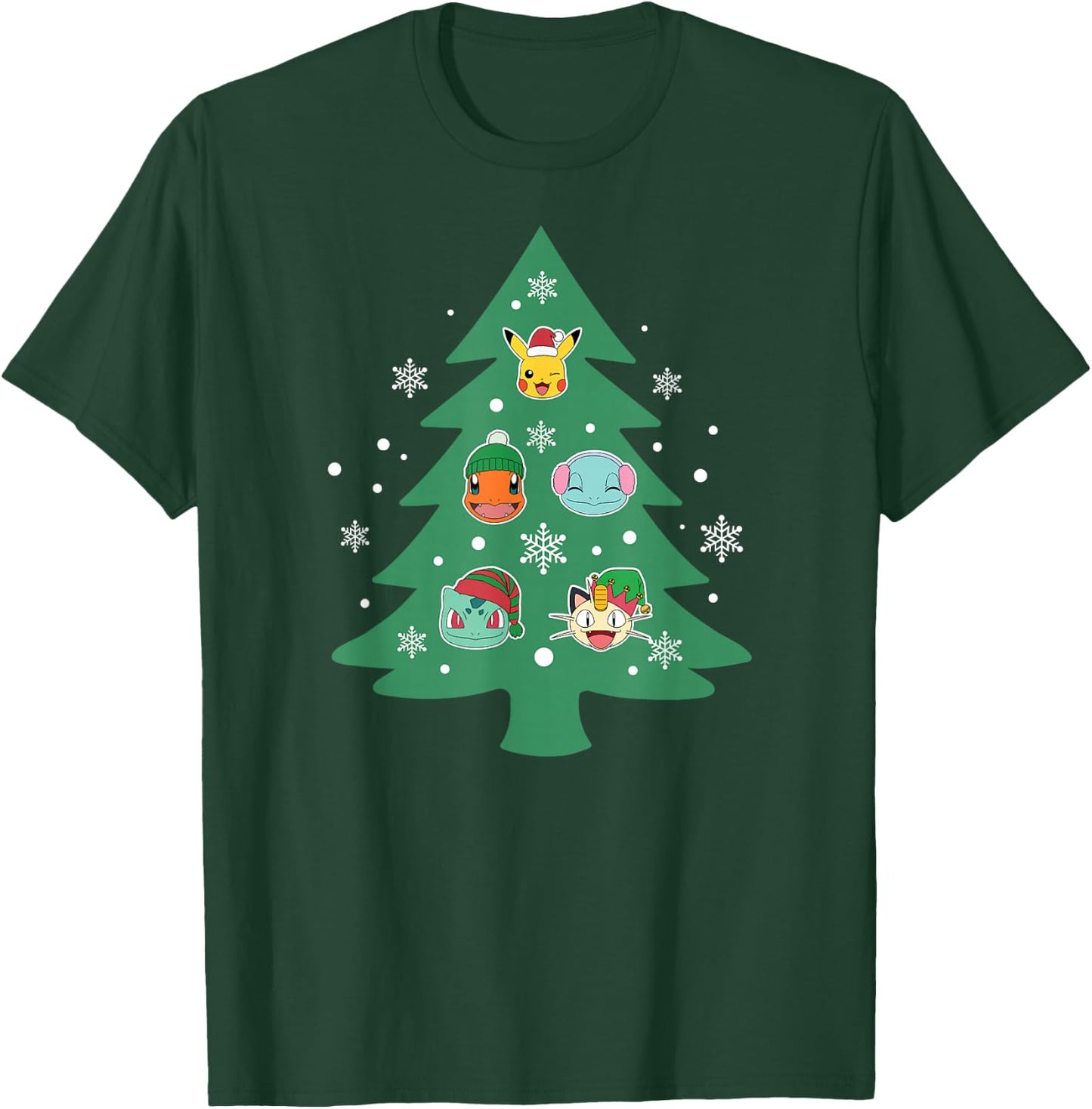 Pokémon - Christmas Tree Character Face Ornaments T-Shirt - T-Shirt | Forest