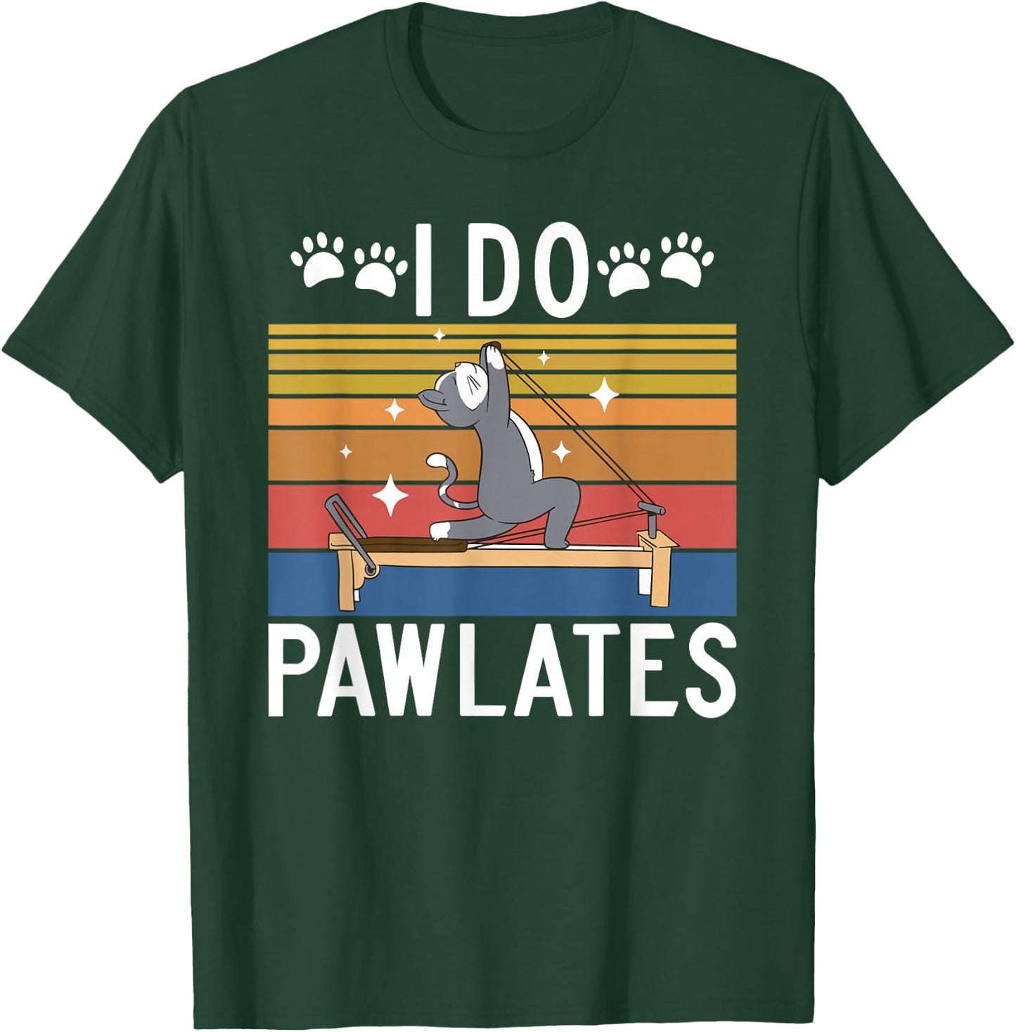 Pilates Gifts I Do Pawlates Cat Pilates Yoga Black Small Short Sleeve Women Pilates Enthusiasts T-Shirt - T-Shirt | Forest