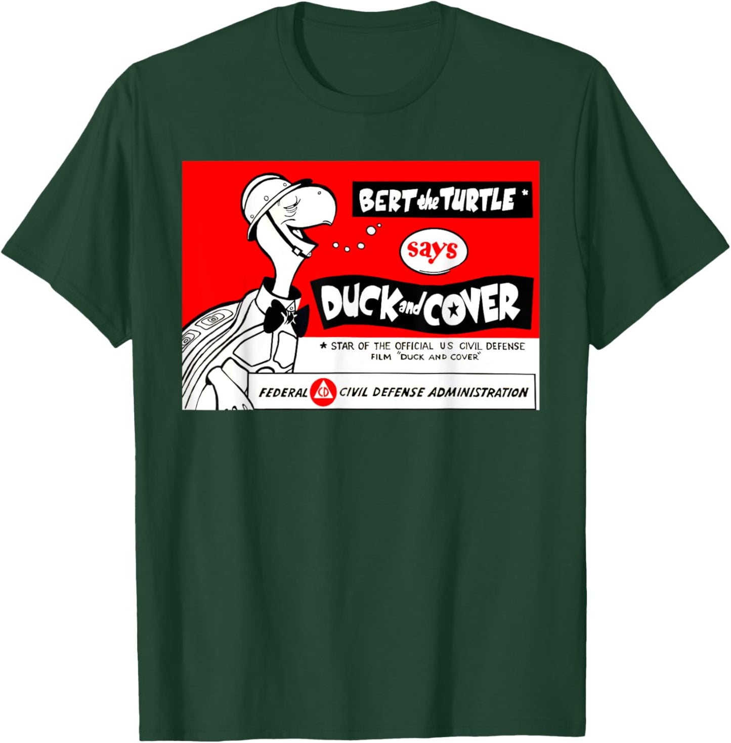 Bert The Turtle 1950s Retro Bomb Safety Poster Art T-Shirt - T-Shirt | Forest