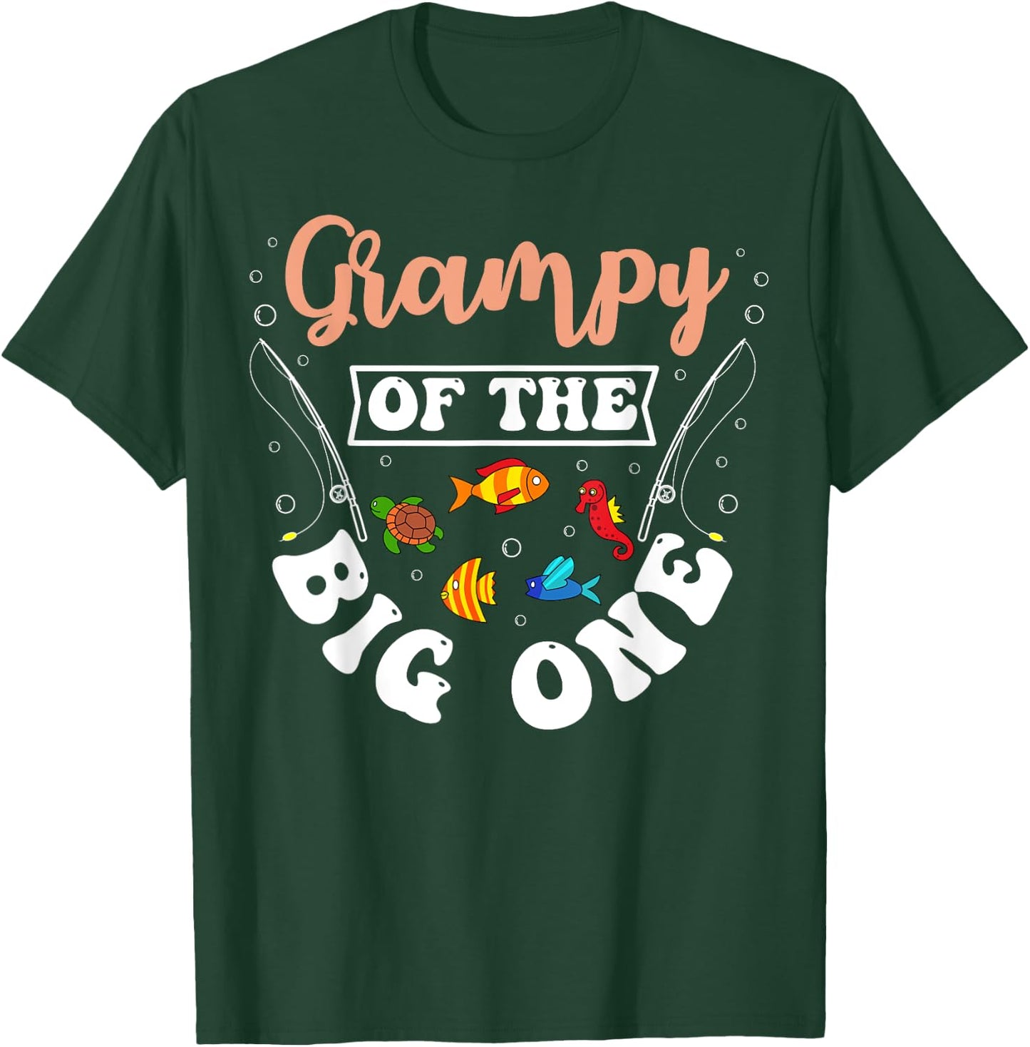 Grampy Of The Big One Fishing Birthday Party Bday T-Shirt - T-Shirt | Forest