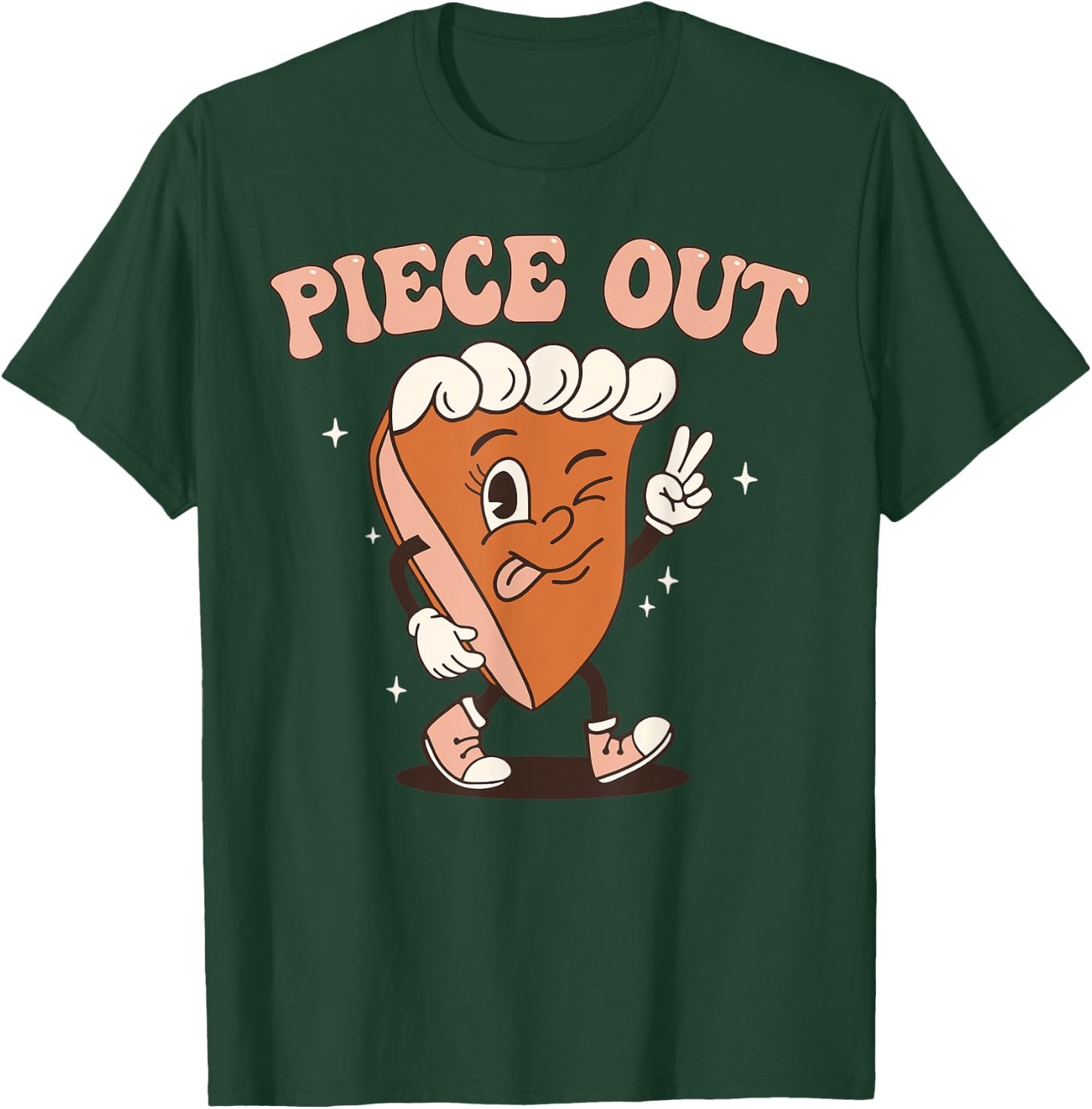 Groovy Thankful Pumpkin Pie Retro Piece Out Thanksgiving T-Shirt - T-Shirt | Forest