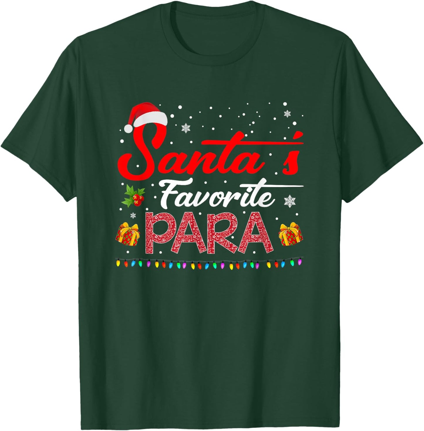 Santa's Favorite Para Christmas Paraprofessional Teacher T-Shirt - T-Shirt | Forest
