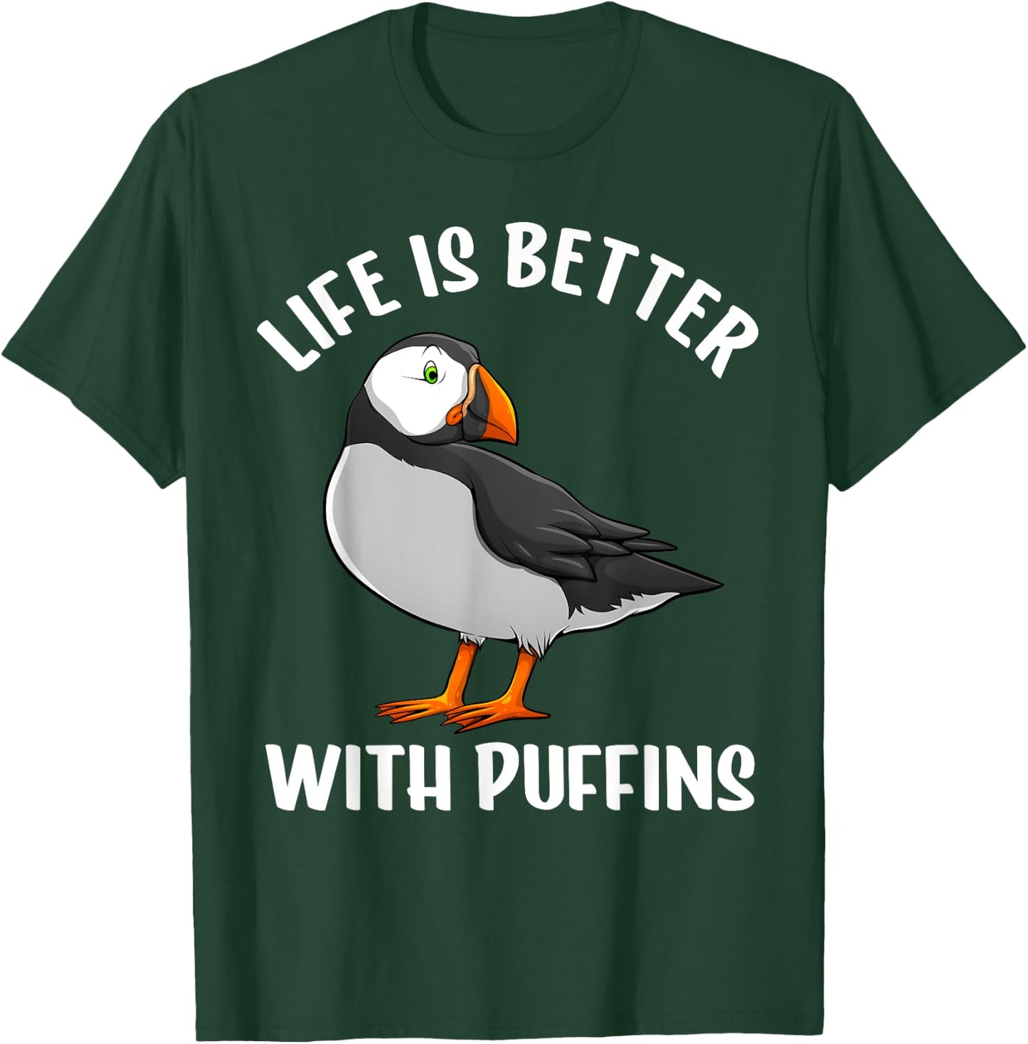 Funny Puffin Bird Design Women Auks Seabird Lovers T-Shirt - T-Shirt | Forest
