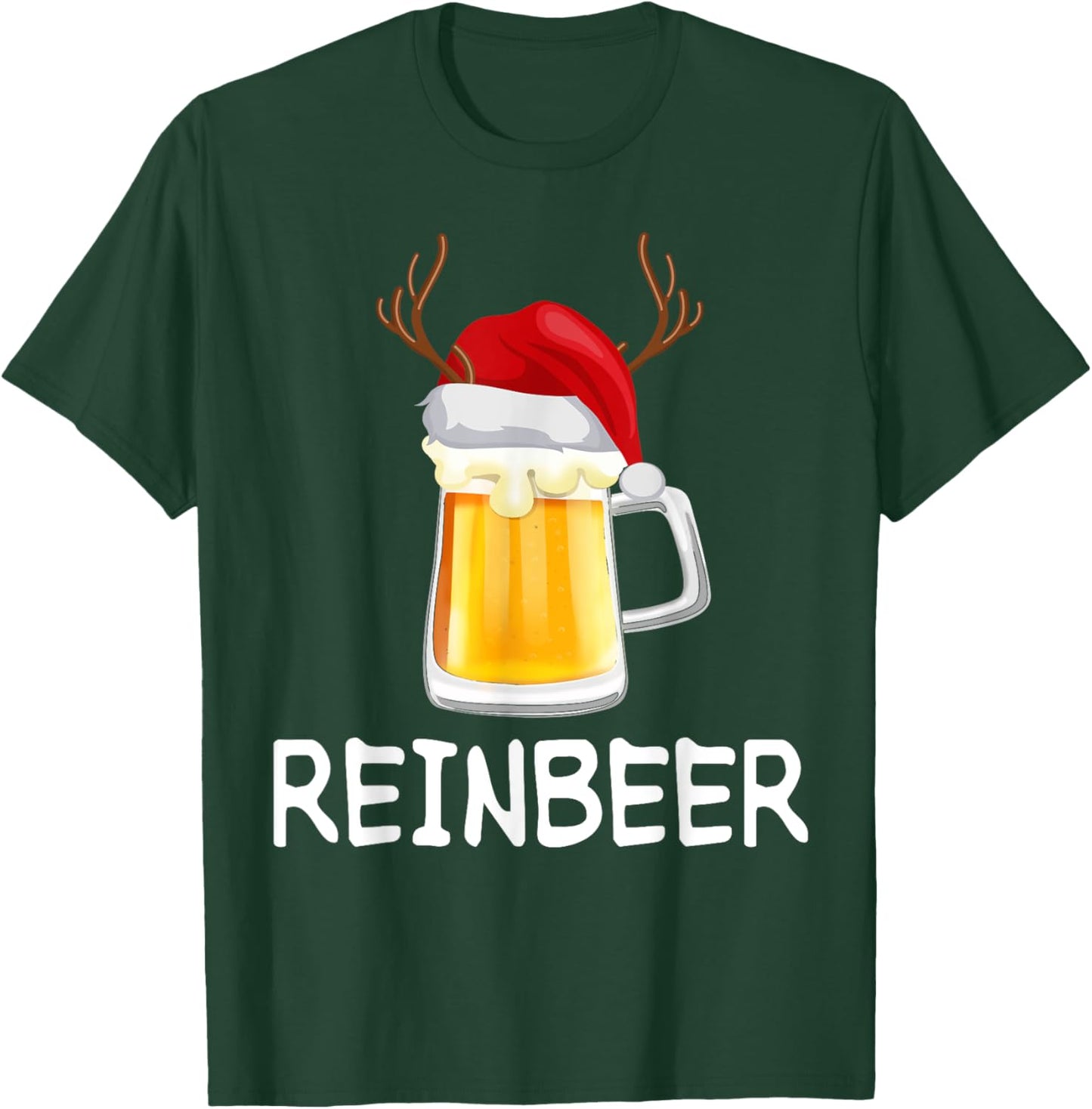 ReinBeer WineDeer Funny Beer Wine Christmas Couples Matching T-Shirt - T-Shirt | Forest