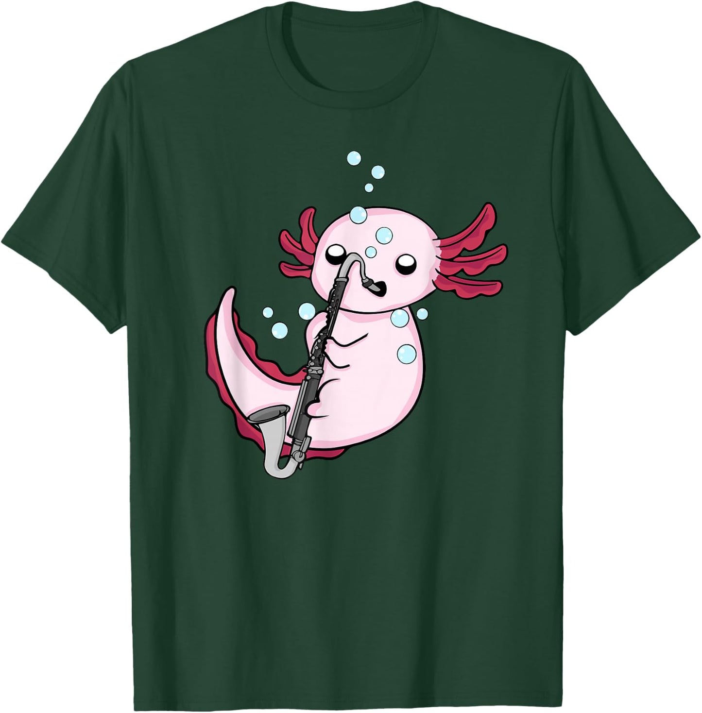 Bass Clarinet Player Kids Axolotl Music Lover Bass Clarinet T-Shirt - T-Shirt | Forest
