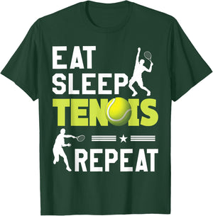 Eat Sleep Tennis Repeat Sports Lover Men Women Kids Gifts T-Shirt - T-Shirt | Forest