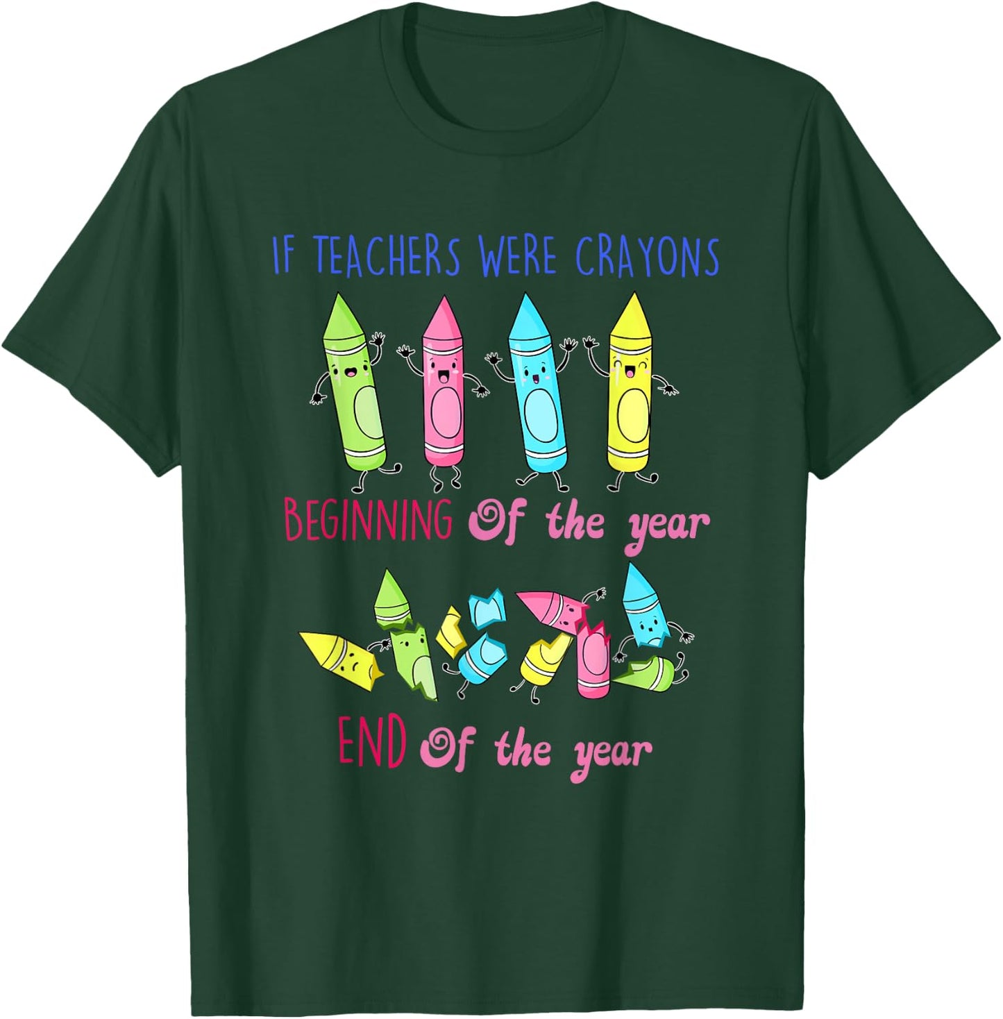 If Teachers Were Crayons Beginning Of The Year End The Year T-Shirt - T-Shirt | Forest