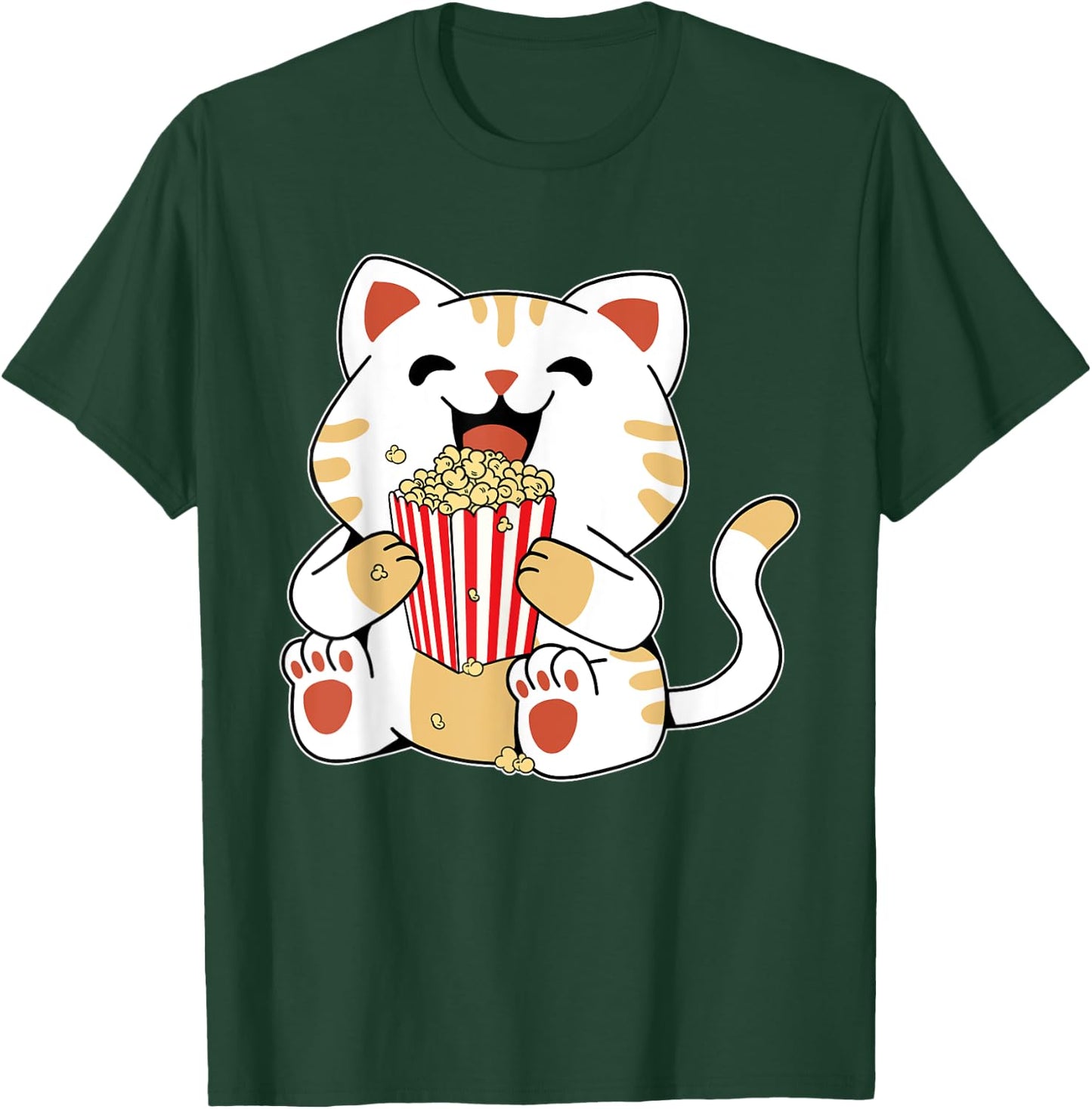 Cat Popcorn Kids Cute Funny Movie Night T-Shirt - T-Shirt | Forest