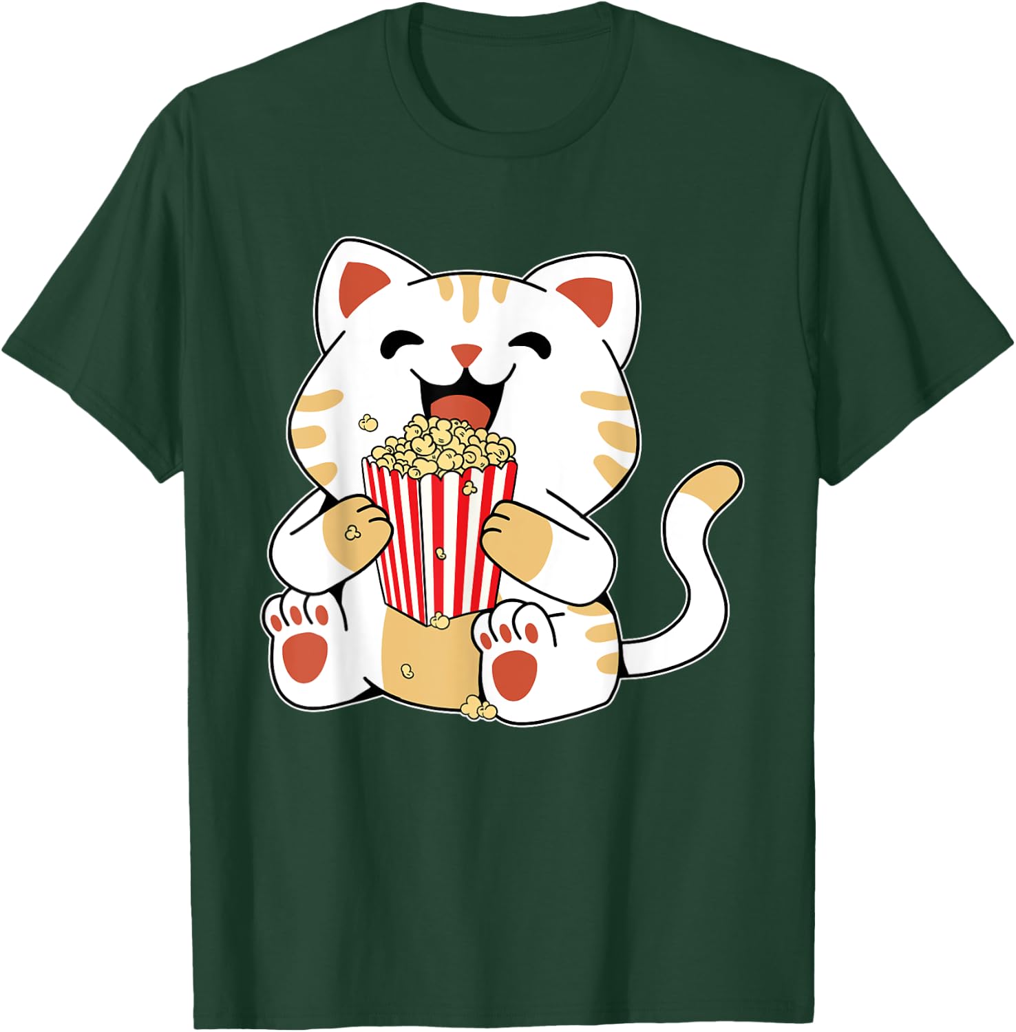 Cat Popcorn Kids Cute Funny Movie Night T-Shirt - T-Shirt | Forest