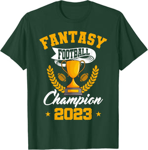 Fantasy Football Champion 2023 Golden Trophy T-Shirt - T-Shirt | Forest