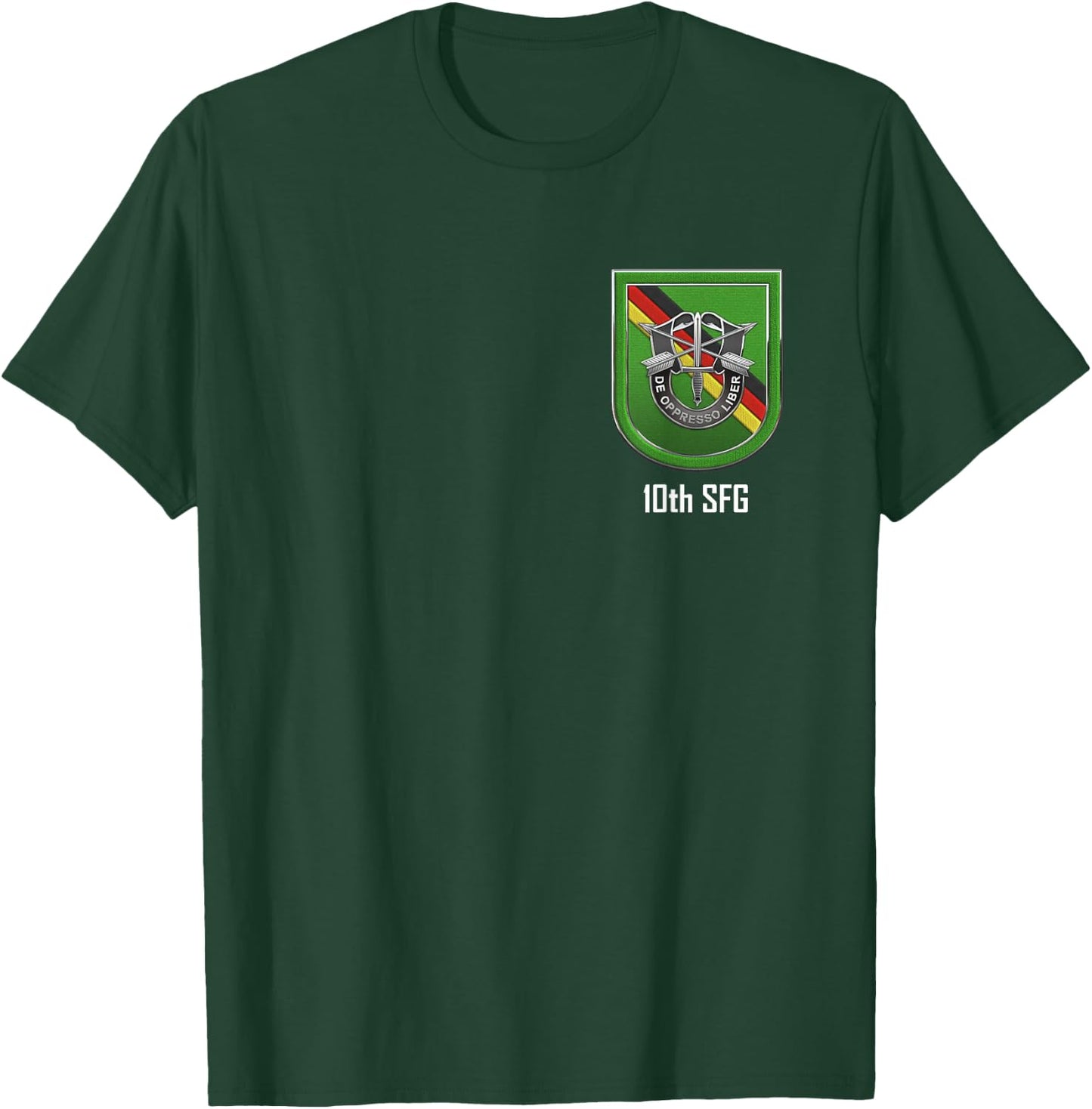 10th Special Forces Group Beret Flash with Unit Crest T-Shirt - T-Shirt | Forest