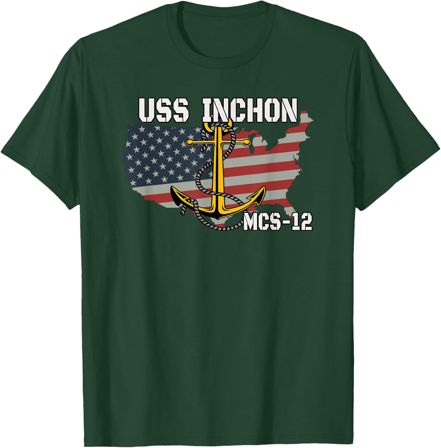 USS Inchon MCS-12 Mine Countermeasures Ship Veterans Father T-Shirt - T-Shirt | Forest