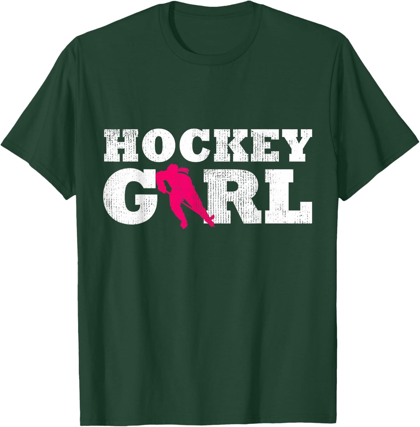Hockey Girl Player Silhouette Sport Gift T-Shirt - T-Shirt | Forest