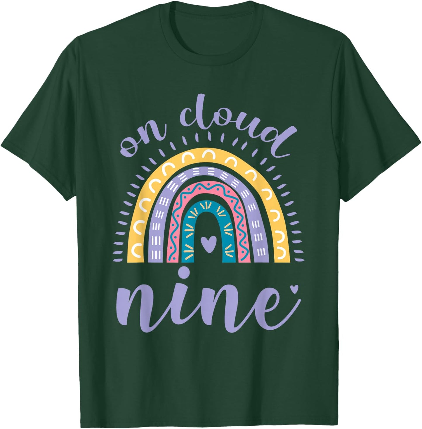 On Cloud Nine 9th Birthday 9 Years Old Rainbow T-Shirt - T-Shirt | Forest