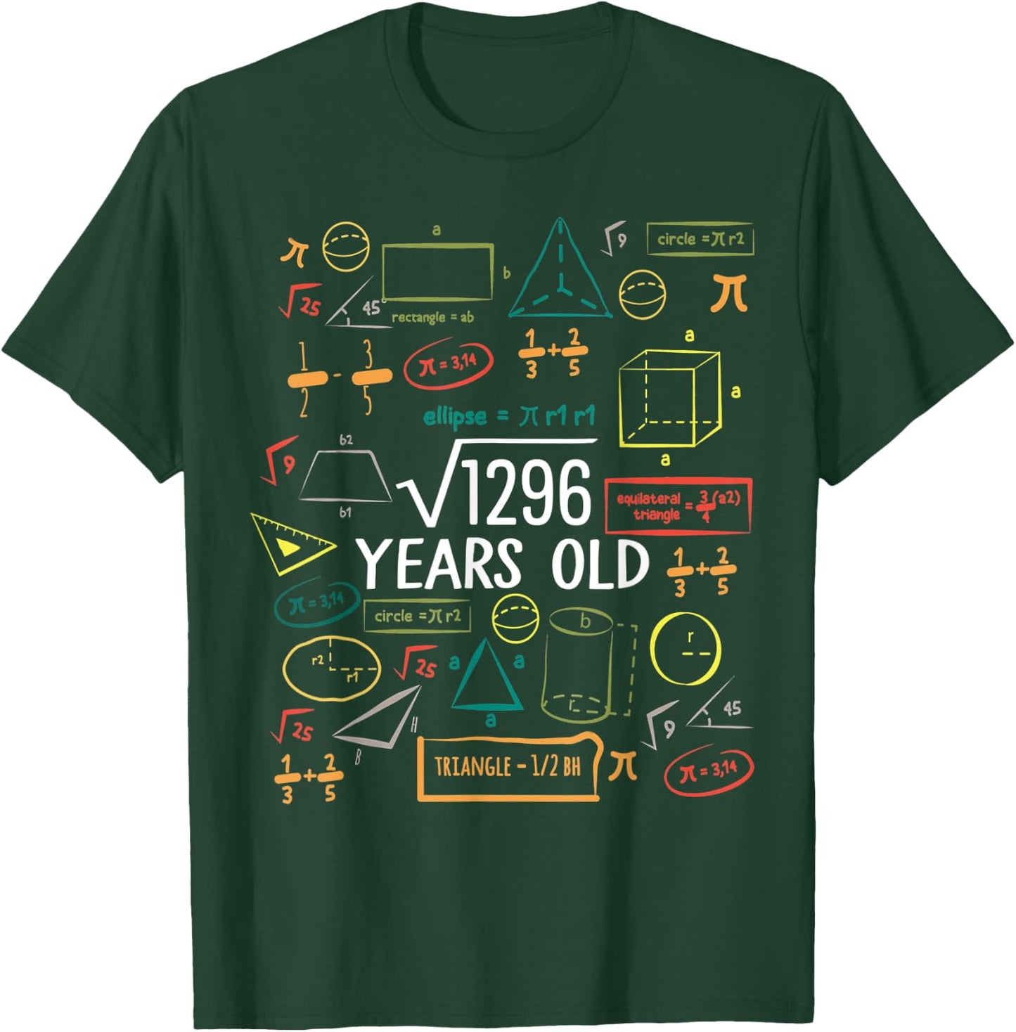 36 Years Old Square Root Math 36th Birthday Men Women T-Shirt - T-Shirt | Forest