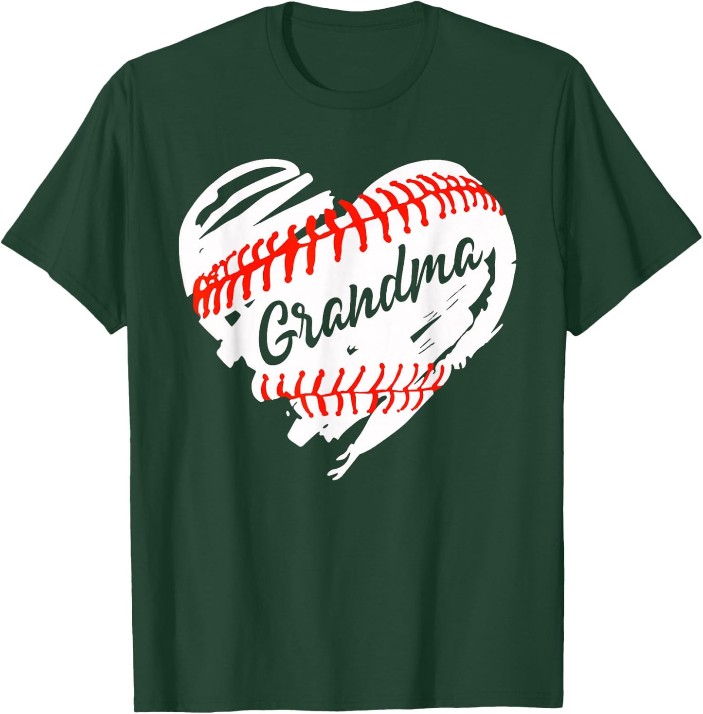 Baseball Heart Baseball Grandma Women Softball Mom Short T-Shirt - T-Shirt | Forest