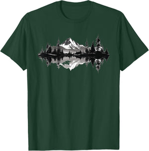 Mountain Landscape Reflection Forest Trees Outdoor Wildlife T-Shirt - T-Shirt | Forest