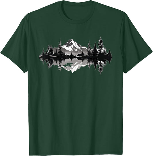 Mountain Landscape Reflection Forest Trees Outdoor Wildlife T-Shirt - T-Shirt | Forest
