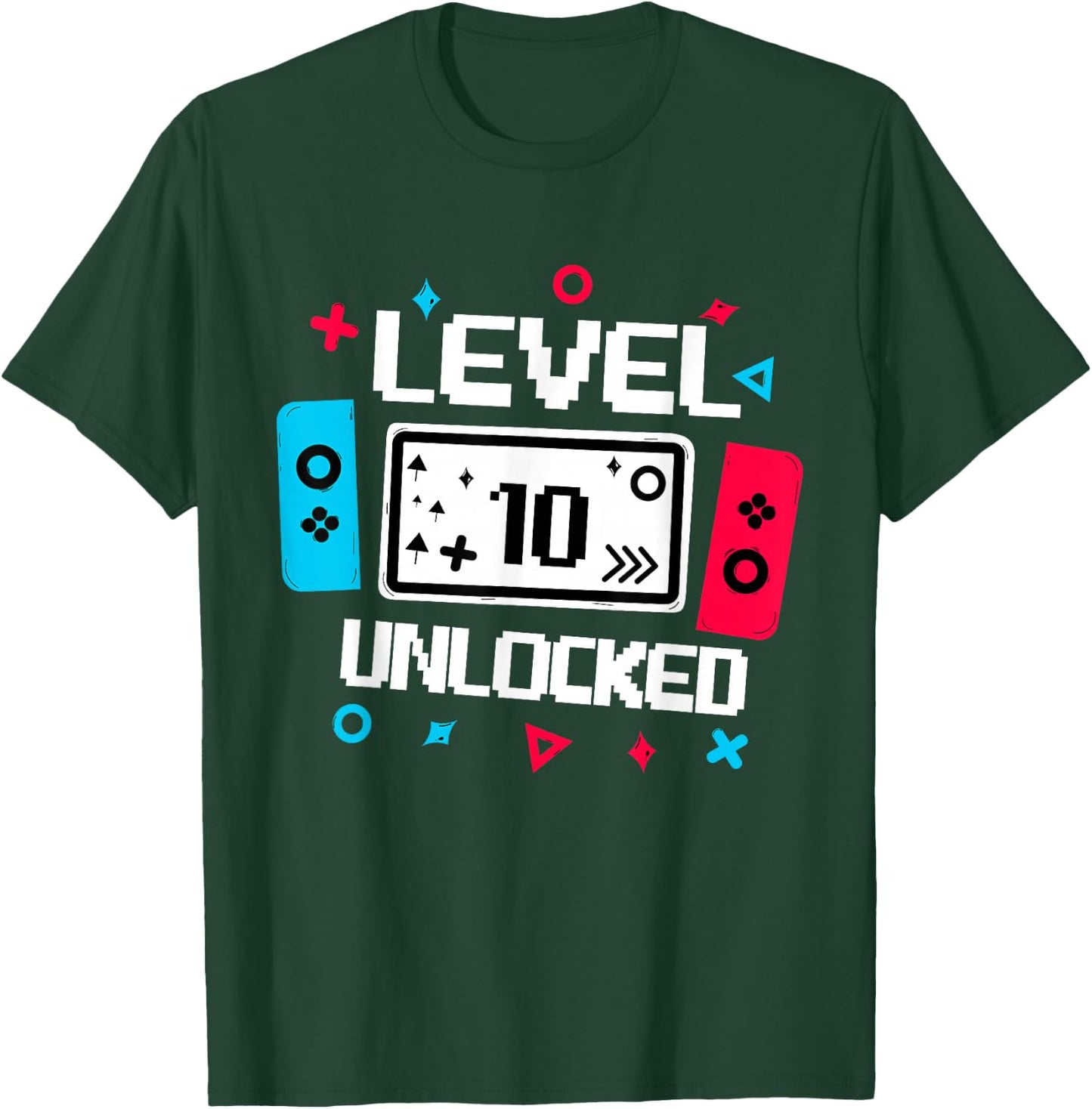 Level 10 unlocked Gamer 10th Birthday Gift Video Game lovers T-Shirt - T-Shirt | Forest