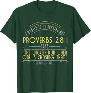 Jogging Workout Bible Verse Fitness Gym Christian Apparel T-Shirt - T-Shirt | Forest