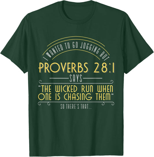Jogging Workout Bible Verse Fitness Gym Christian Apparel T-Shirt - T-Shirt | Forest