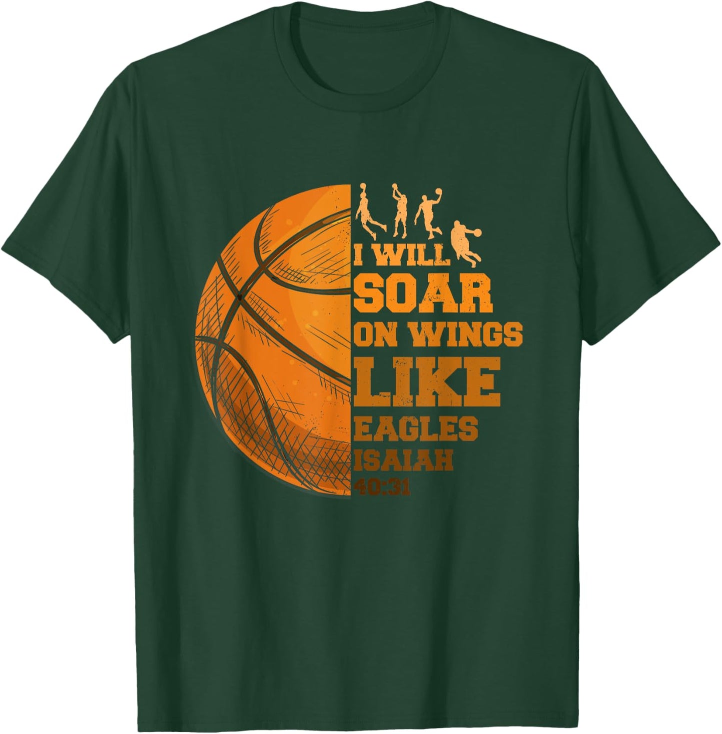 Basketball Christian Soar On-Wings Like Eagle Religious Basketball - Black, , Small, Short Sleeve, Regular Fit, Cotton 65% Polyester 35% T-Shirt - T-Shirt | Forest