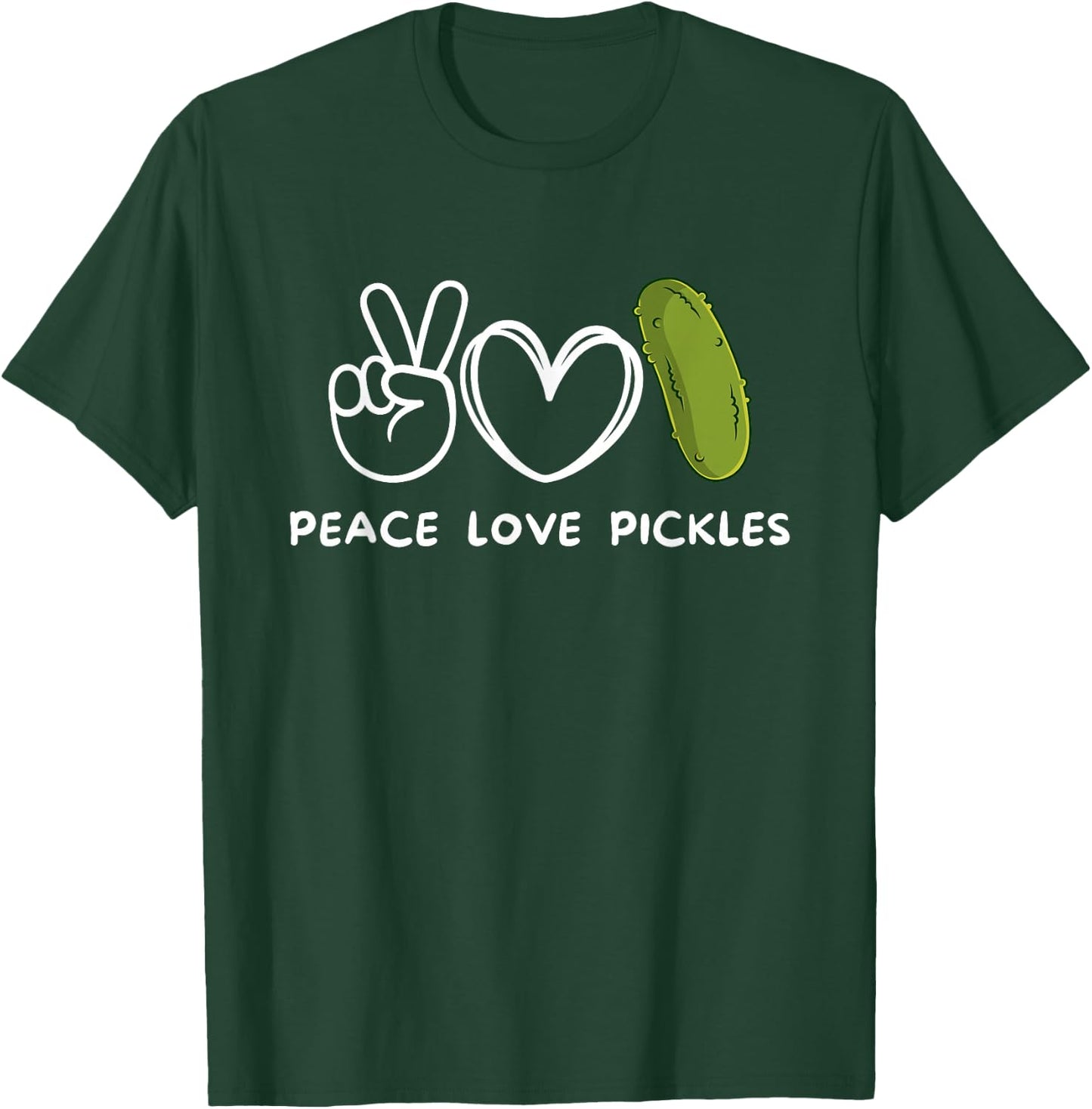 Peace, Love Pickles Retro Pickles Lover Food Lover T-Shirt - T-Shirt | Forest