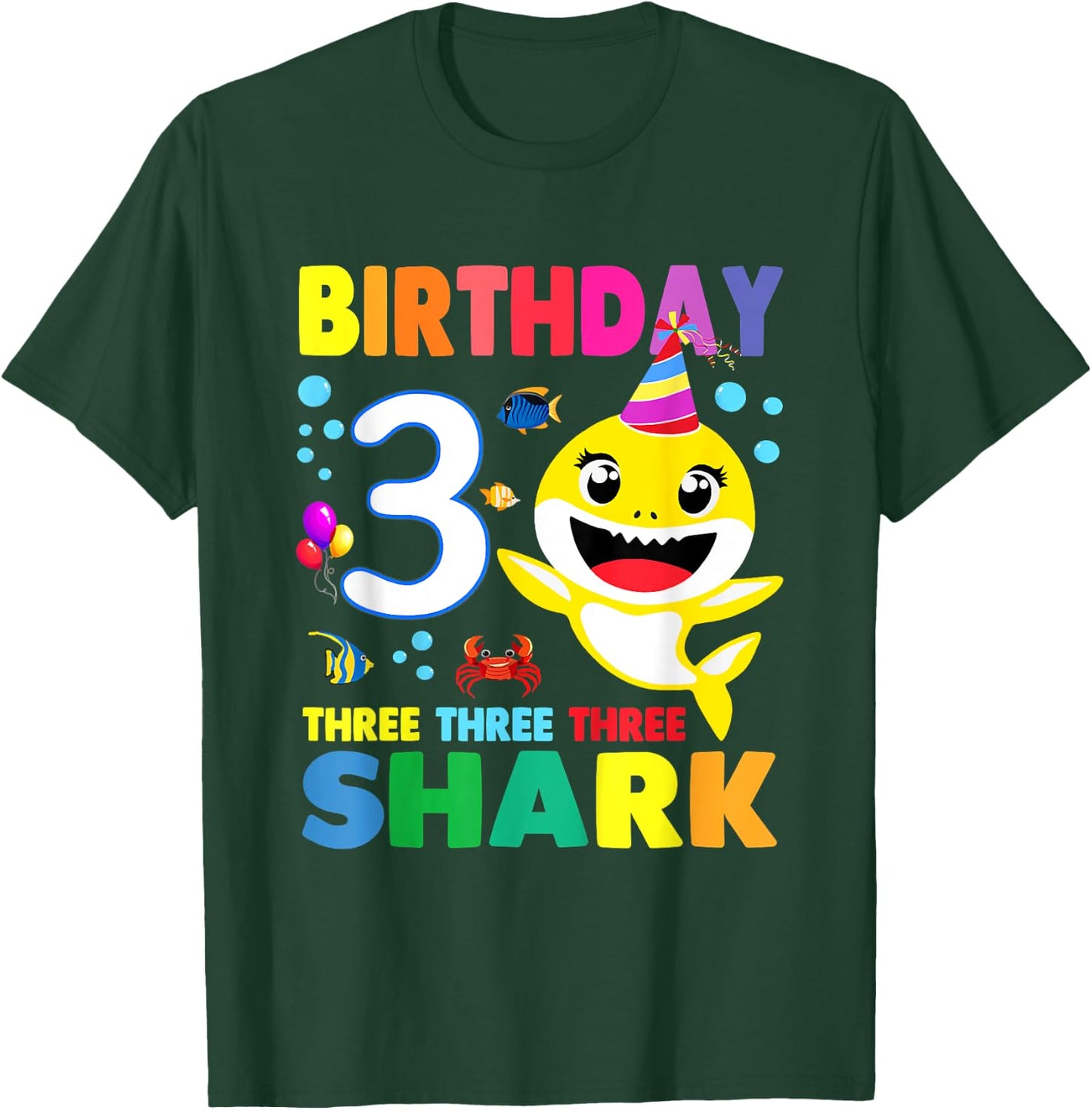 Birthday Kids Shark 3 Year Old 3rd Birthday Matching Family T-Shirt - T-Shirt | Forest