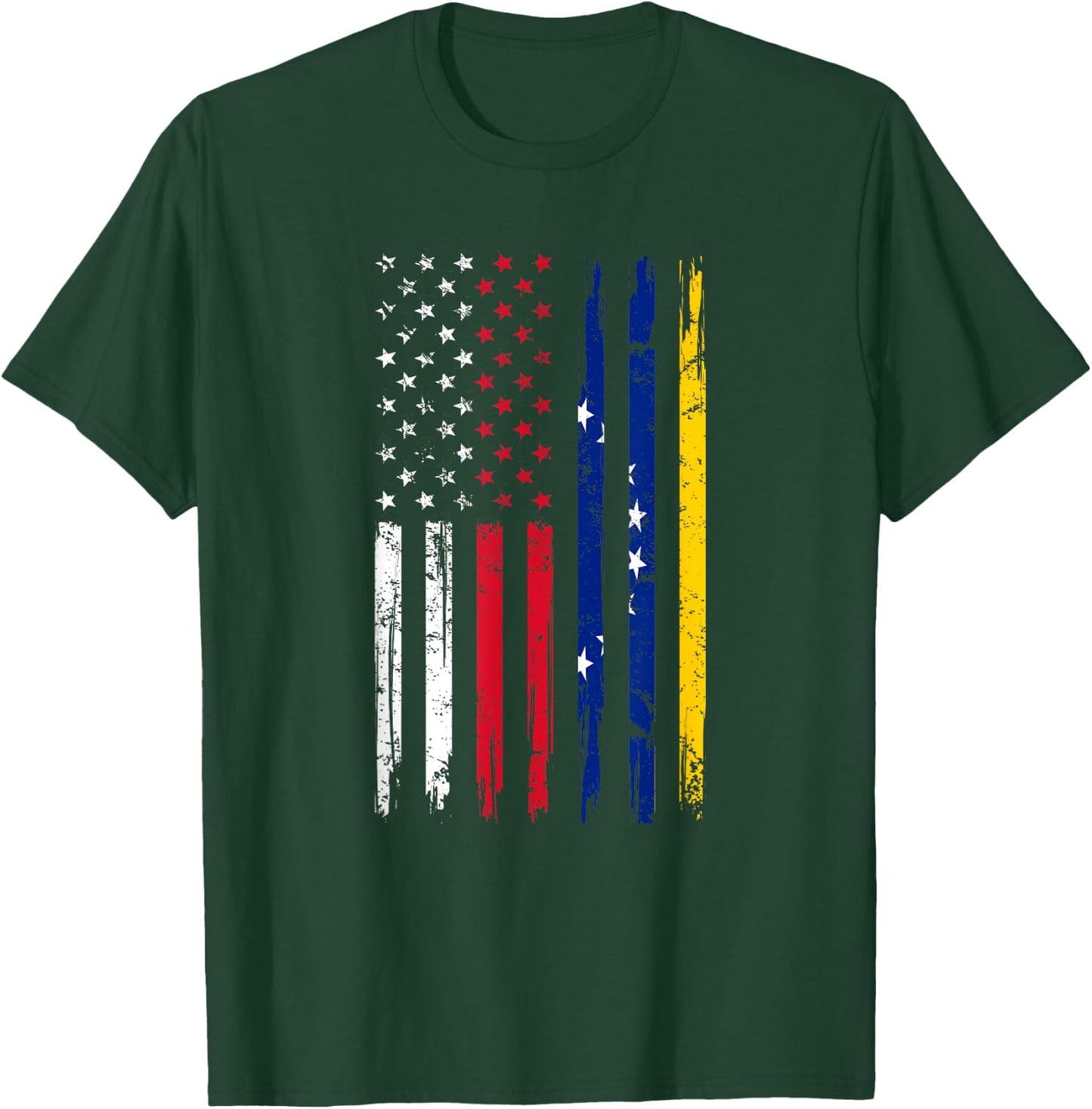 Half American And Venezuelan Usa Venezuela Flag Men Roots T-Shirt - T-Shirt | Forest