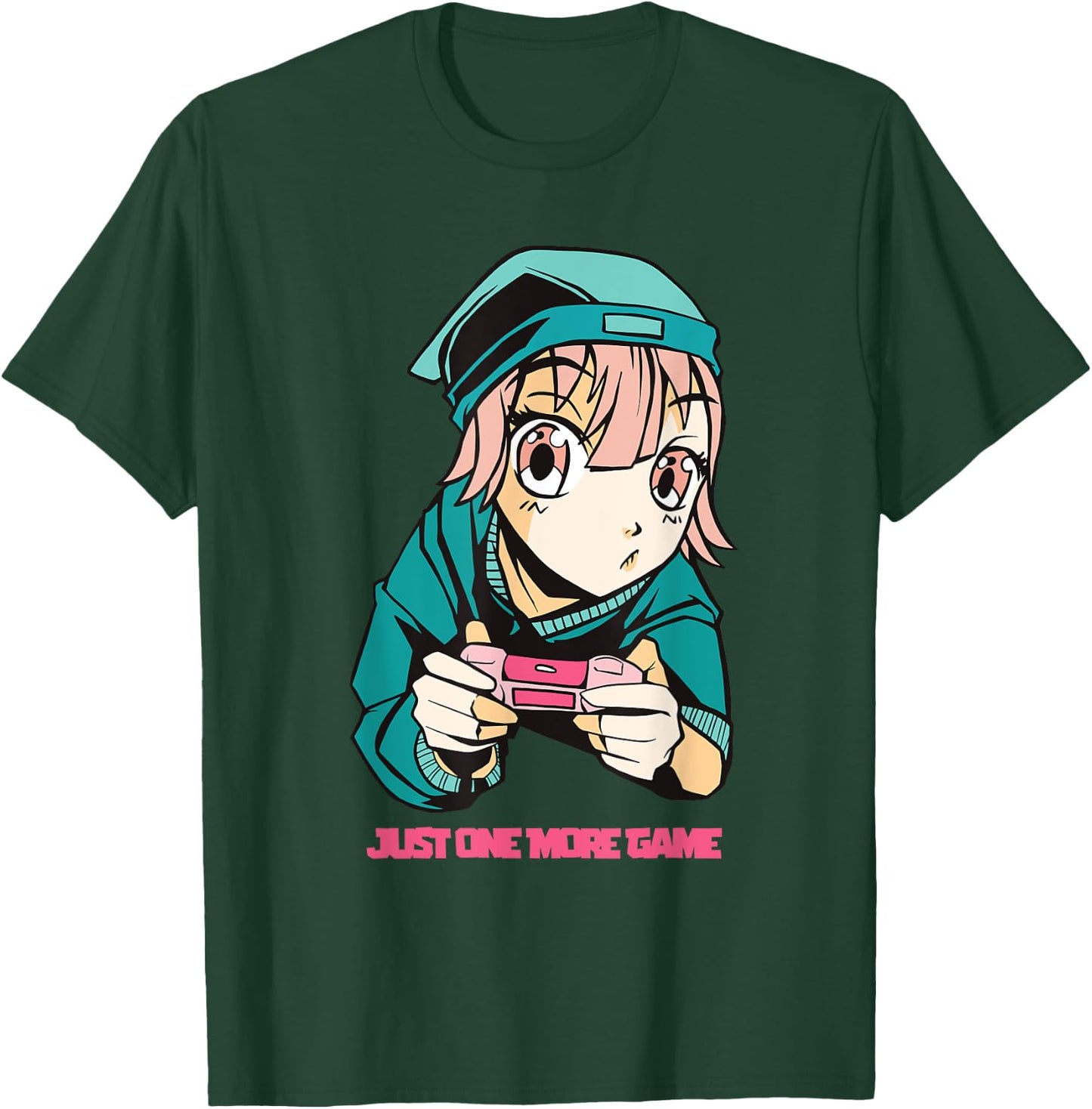 Just one more Game Anime Girls Gamer Lover T-Shirt - T-Shirt | Forest