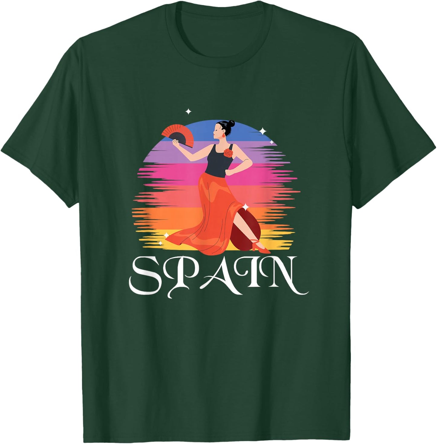 Spain | Girl Dancing Flamenco | Spanish Spaniard T-Shirt - T-Shirt | Forest