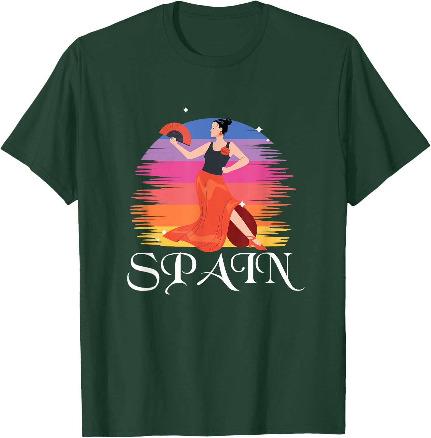 Spain | Girl Dancing Flamenco | Spanish Spaniard T-Shirt - T-Shirt | Forest