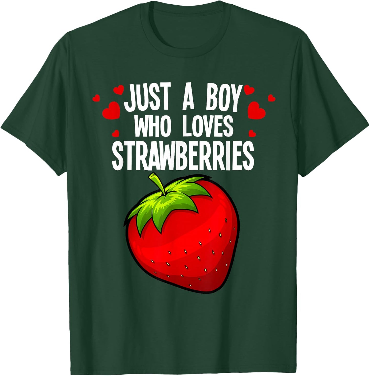 Funny Boy Strawberry Design Kids Strawberries Lover T-Shirt - T-Shirt | Forest