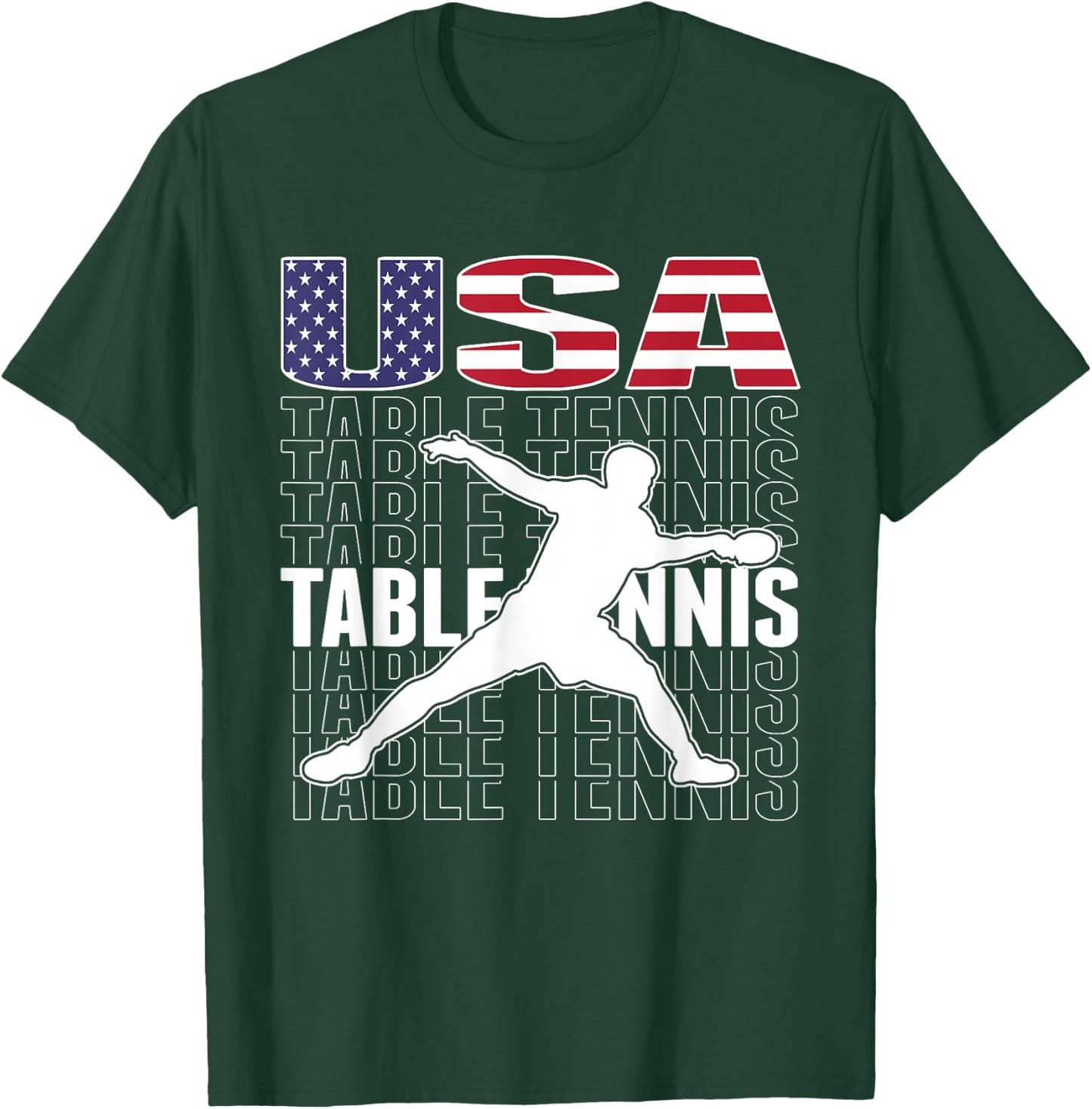America Table Tennis Fans Jersey American Flag Ping Pong T-Shirt - T-Shirt | Forest