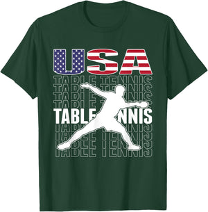 America Table Tennis Fans Jersey American Flag Ping Pong T-Shirt - T-Shirt | Forest
