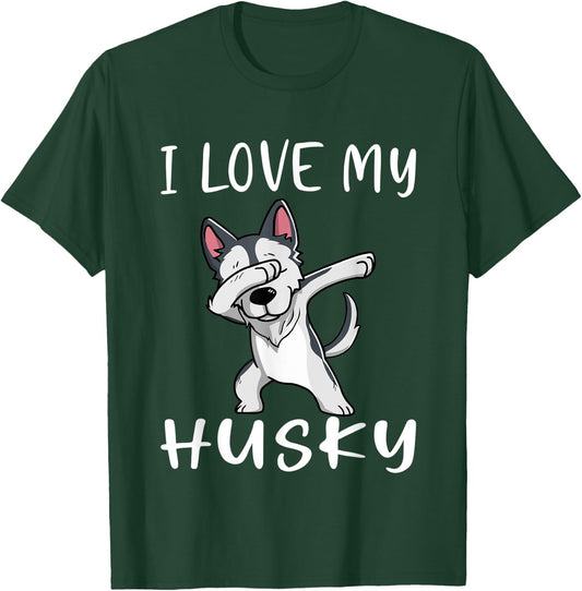 Funny Huskies Dog I love My Husky Women Kids T-Shirt - T-Shirt | Forest