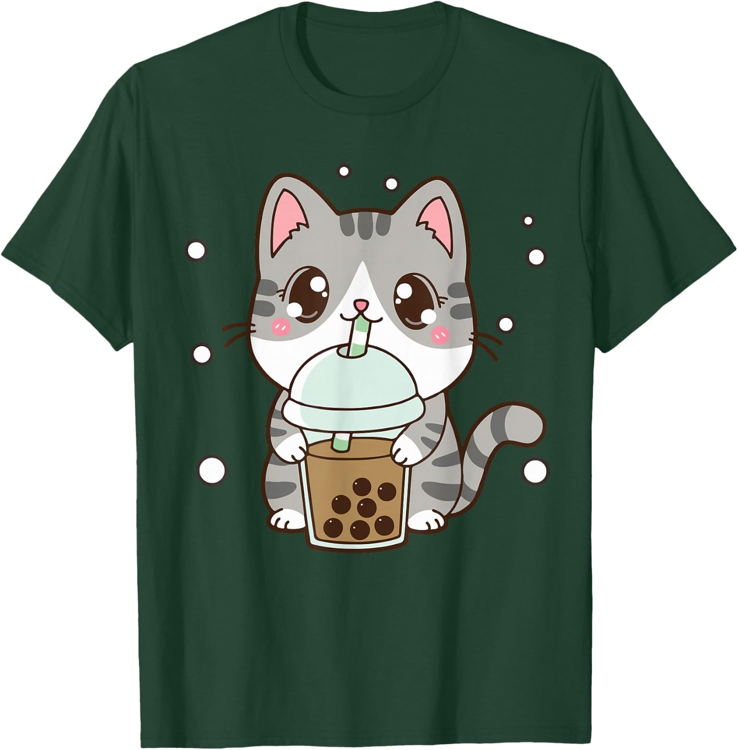 Cat Boba Tea Cat Women Teen Girl Japanese Anime Cute Graphic T-Shirt - T-Shirt | Forest