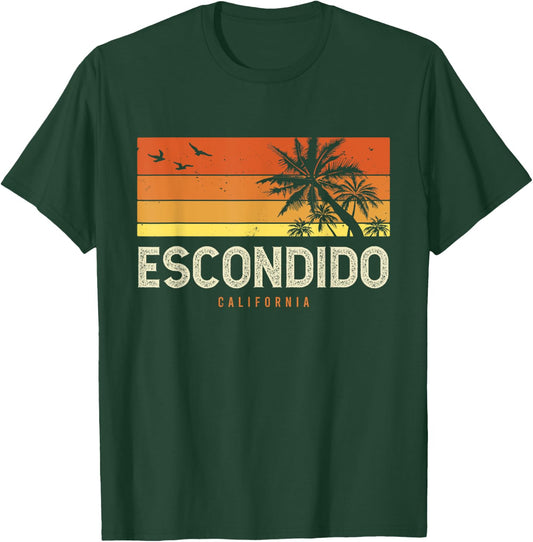 Retro Escondido California CA Vintage Palms Sunset T-Shirt - T-Shirt | Forest
