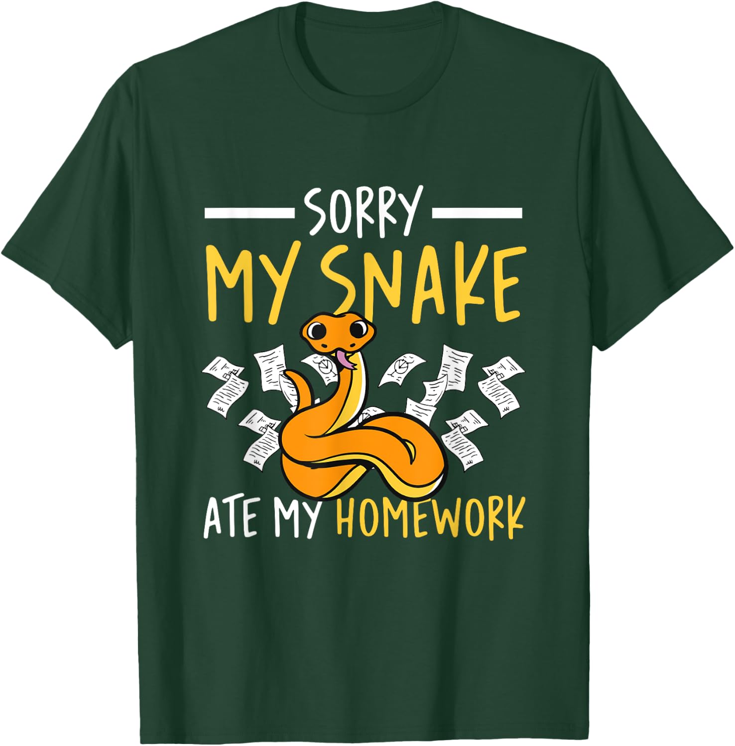 Sorry My Snake Ate My Homework School Reptile Serpent Kids T-Shirt - T-Shirt | Forest