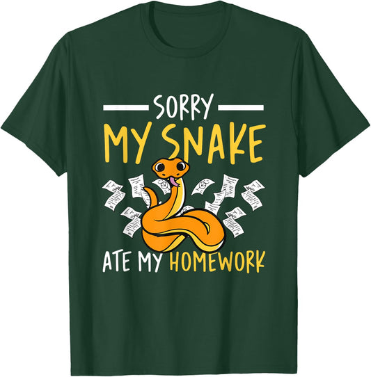 Sorry My Snake Ate My Homework School Reptile Serpent Kids T-Shirt - T-Shirt | Forest