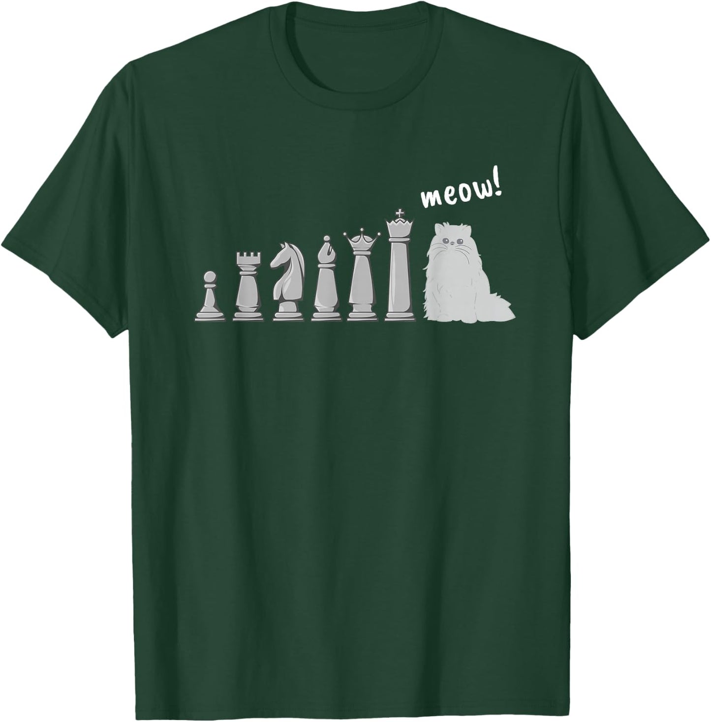 Cat Chess Pawn Meow Funny Chess Player T-Shirt - T-Shirt | Forest