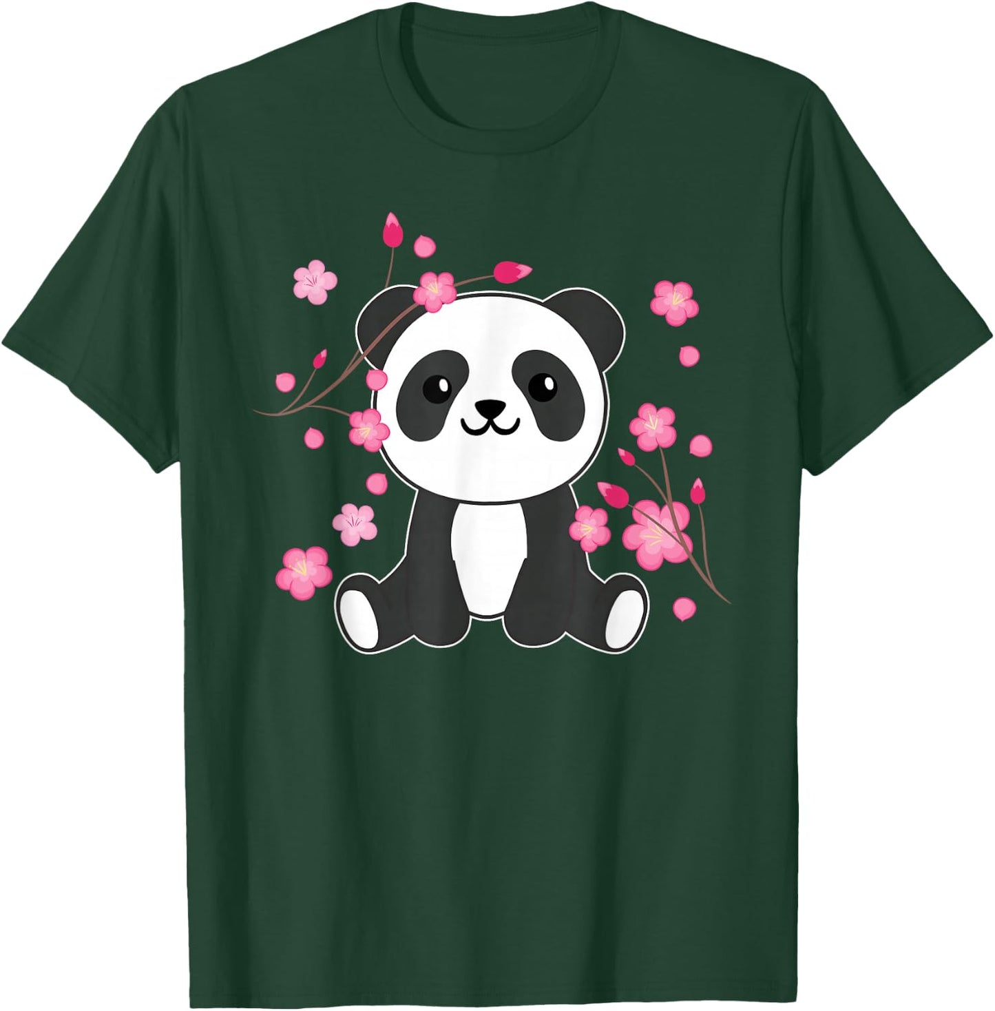 Panda Cute Animals for Children Kawaii Cherry Blossoms T-Shirt - T-Shirt | Forest