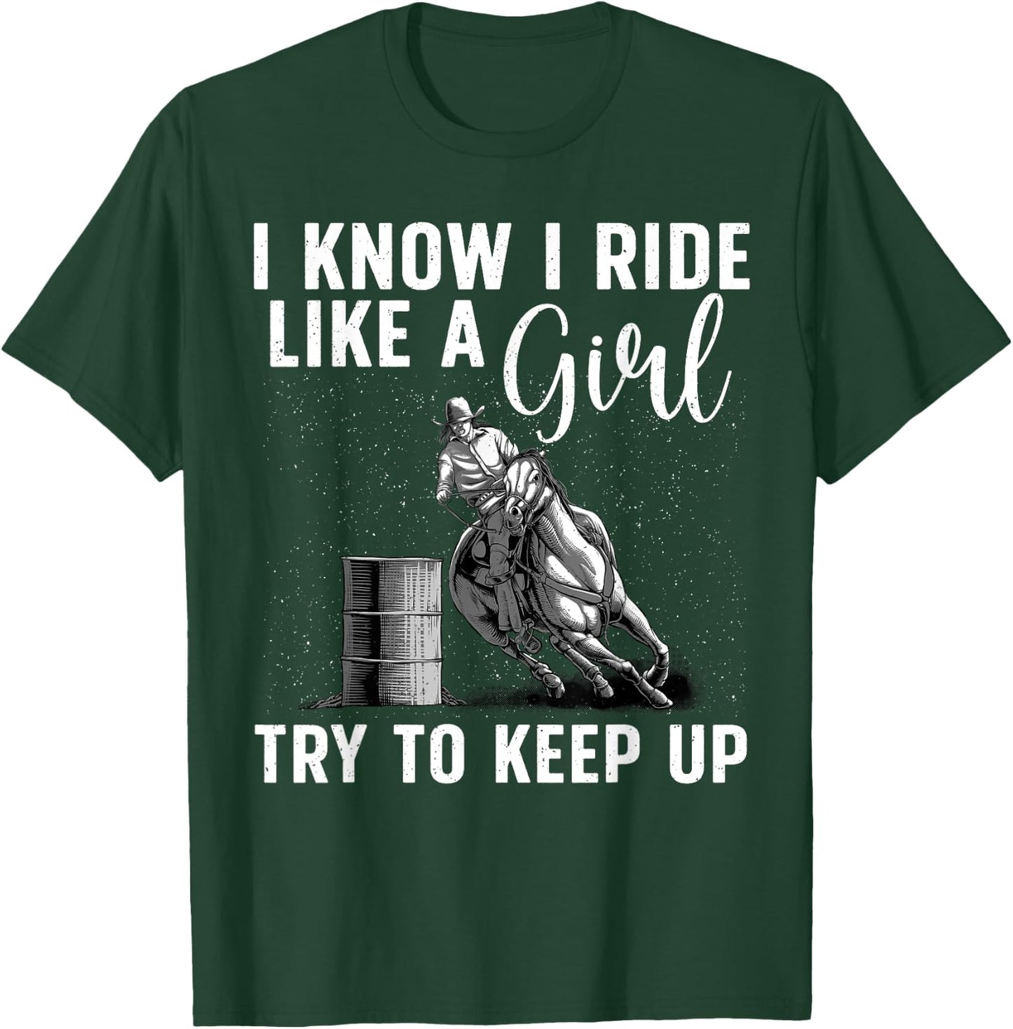 Funny Barrel Racing Art Girls Women Horse Racing Lovers T-Shirt - T-Shirt | Forest