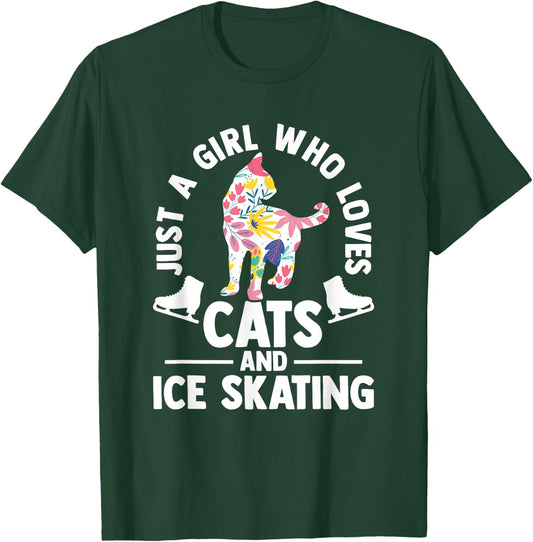 Just a girl who loves cats and ice skating Figure Skating T-Shirt - T-Shirt | Forest