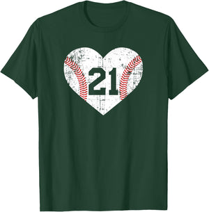Vintage Baseball 21 Jersey Number T-Shirt - T-Shirt | Forest