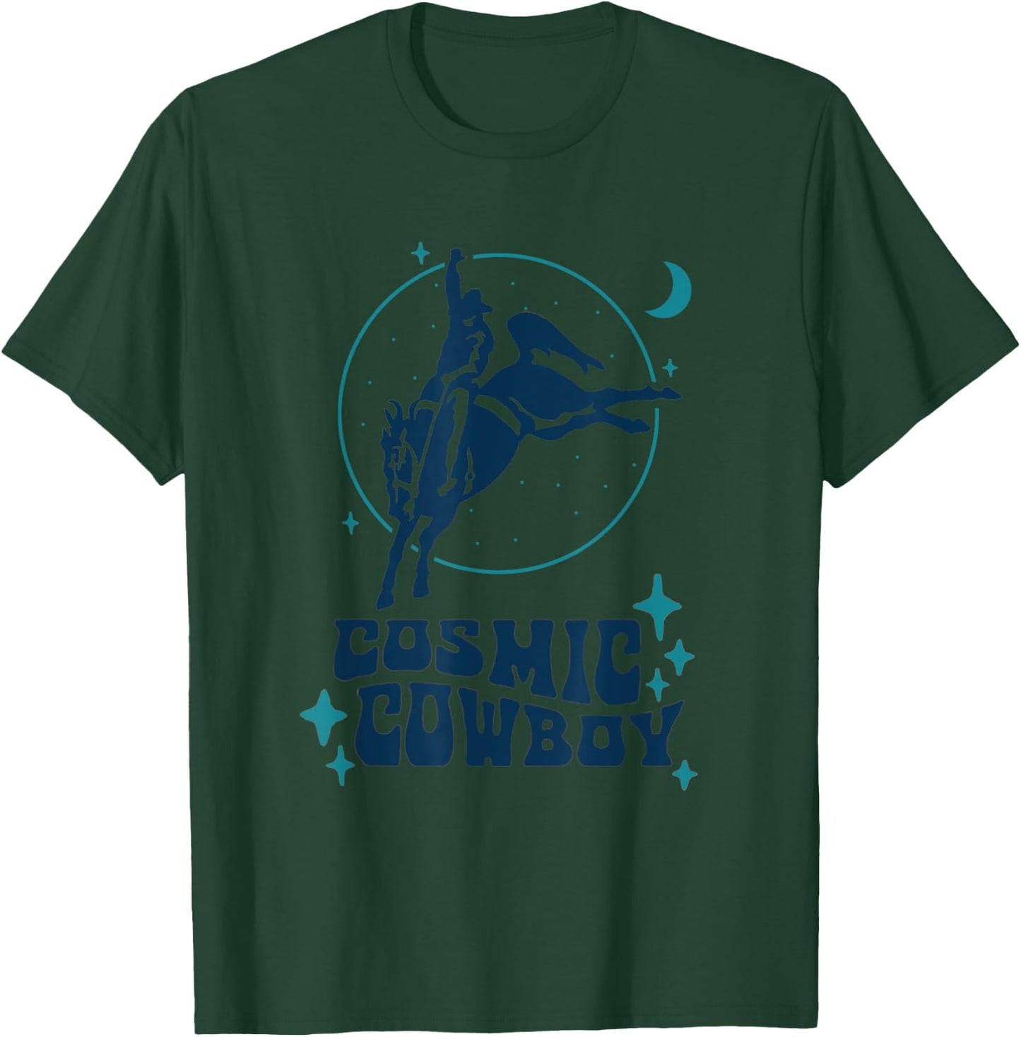 Cosmic Cowboy, Rodeo Horse Women Horse Barrel Racing T-Shirt - T-Shirt | Forest